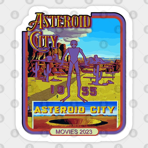 Vintage Alien asteroid city Cool Space Movies 2023 Sticker by masterpiecesai